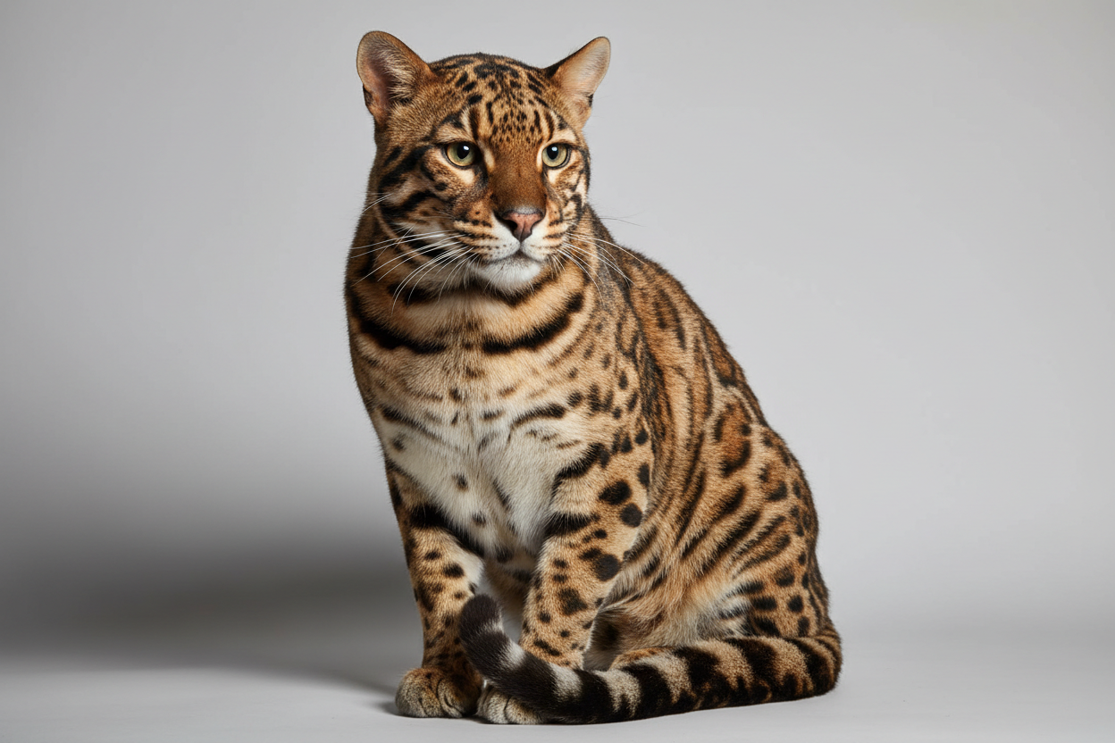 Chat hybride aux traits exotiques et pelage tacheté, symbole de luxe et controverse commerciale.