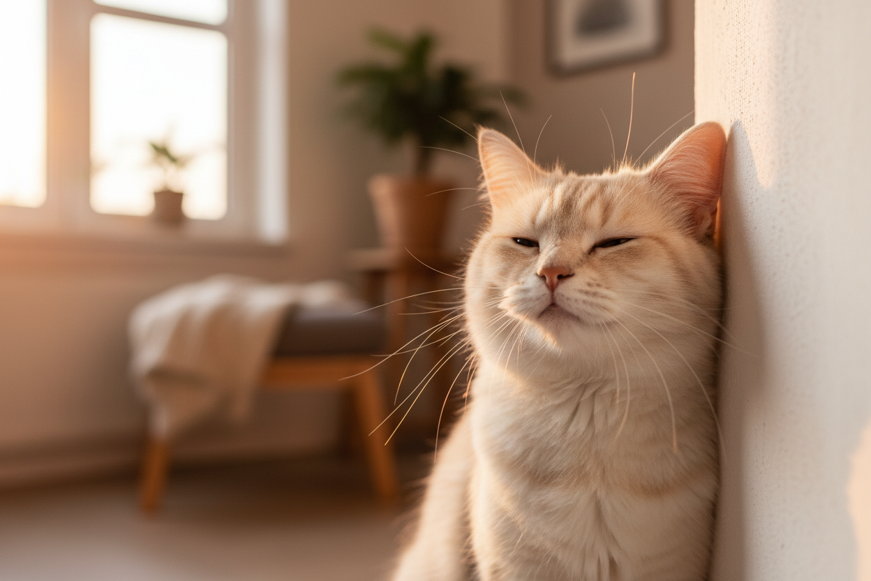 Pourquoi votre chat se frotte aux murs et comment l’apaiser