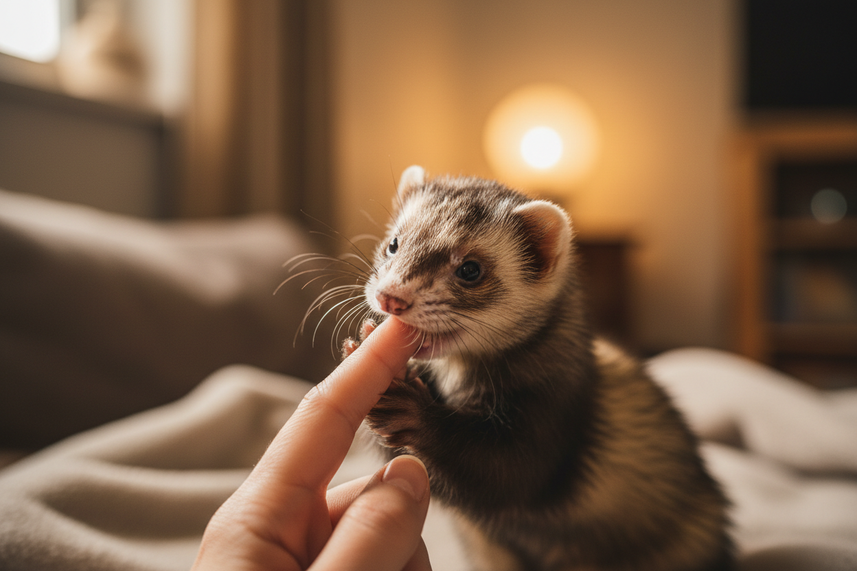 Pourquoi votre furet mord et comment apaiser les morsures