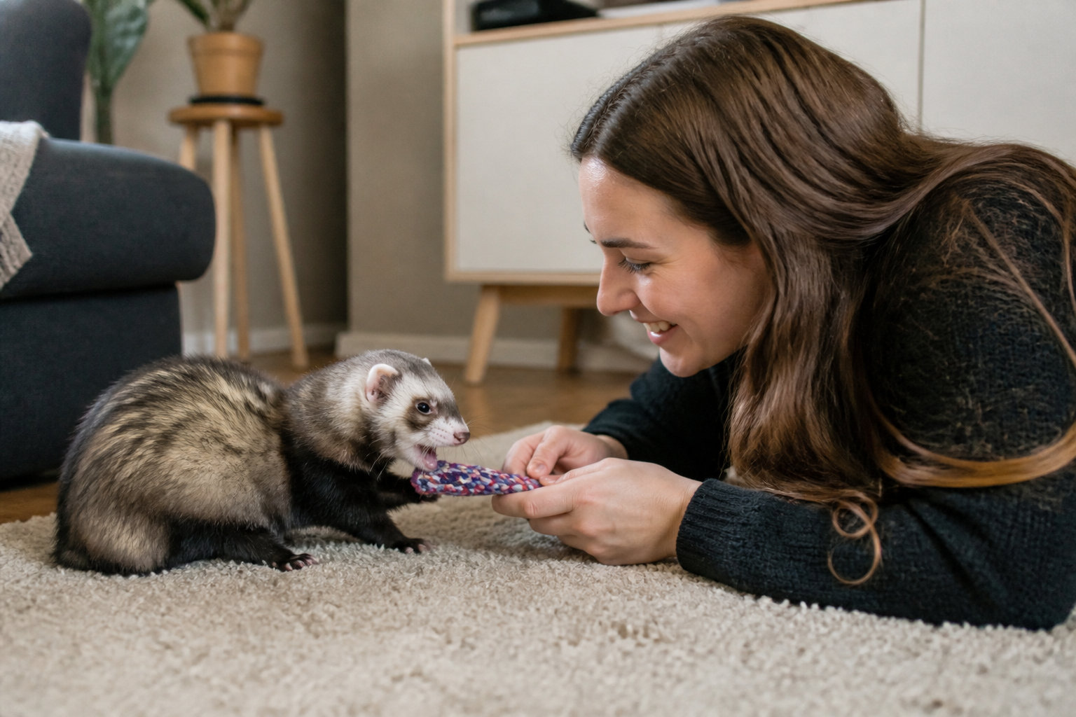Jouer avec votre furet pour stimuler sa santé physique et mentale